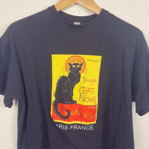Vintage Y2K Paris France Black Cat Tee Medium Regent Tag Art Shirt Le Chat Noir - Picture 3 of 4