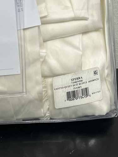 Sferra Giotto 734 Ivory Sateen QUEEN Bedskirt Ruffle Dust Panels - Picture 3 of 6