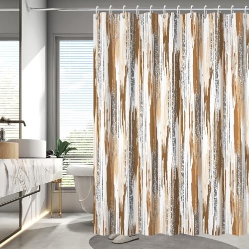 Shower Curtain, Modern Abstract Ombre and Silver 72"W x 72"L (Pack of 1) Yellow - Picture 3 of 8