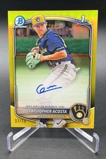 2025 Bowman Chrome CRISTOPHER ACOSTA 1st AUTO True Yellow Refractor /75 Brewers