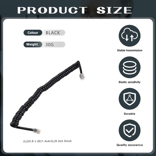 (R) 9.3" RJ9 Telefon Netzkabel Verlaengerungskabel - Schwarz S3F82910 - Afbeelding 7 van 7