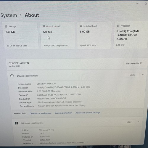 Dell Vostro 3681 SFF i5-10400 256GB NVMe Windows 11 PC 8GB RAM - Bild 3 von 4