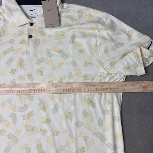 Nike Golf Polo Shirt Mens XL White Yellow Green Pattern Dri-FIT FD5739-113 NWT - Picture 2 of 6