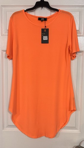 Neu mit Etikett Lucky & Blessed Damenbluse orange MED Auswahl 3/4-Ärmel runder Saum