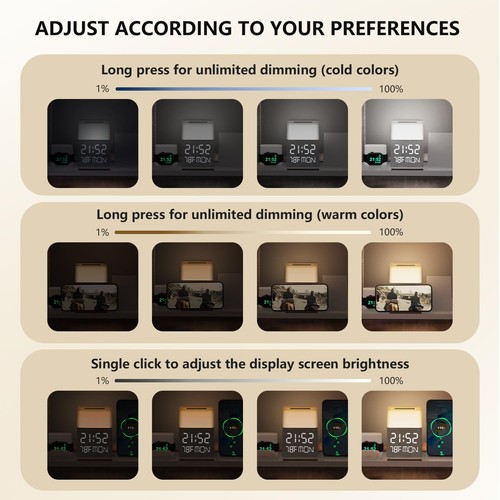 6 in 1 Wireless Charging Station for Multiple Devices Clock with Wireless Cha - Picture 3 of 8