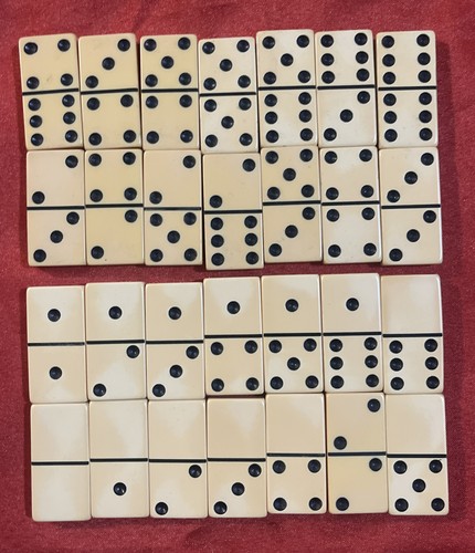 Vintage Bakelit Dominosteine Set Butterscotch schwarz Koffer 28 Fliesen mit schwarzem Koffer - Bild 3 von 6