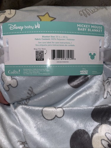 New Disney Baby Mickey Mouse Blue Fleece Sherpa Character Print Blanket 30 X 40 - Picture 6 of 7