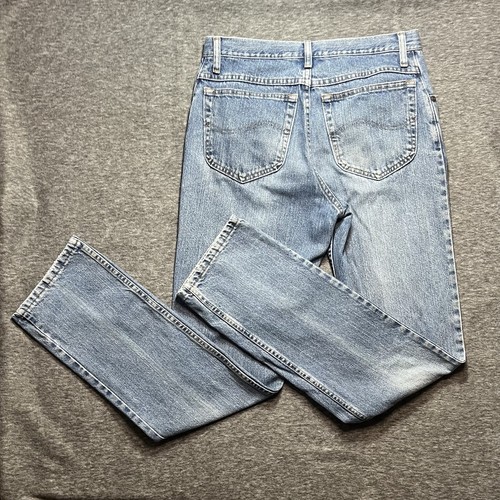 Vtg Lee Jeans Mens Blue Tag 32x34 31x33 Actual Straight Leg Cotton Light Wash - Picture 2 of 12