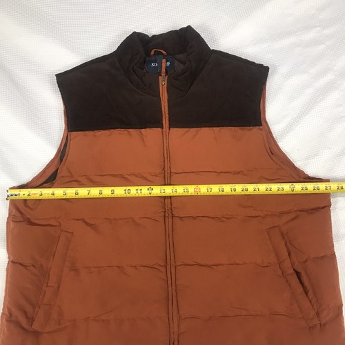 St. John's Bay Quilted Corduroy Puffer Vest Men's XXL  2-Tone Orange & Brown - Picture 2 of 12