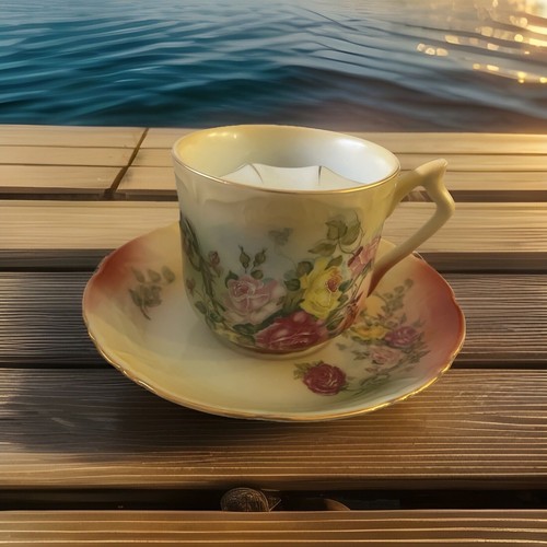 Antique/vintage Mustache Teacup & Saucer Moritz Zdekauer Altrolau, Austria 1909 - Picture 2 of 16