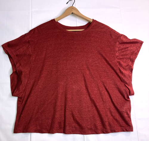 Banana Republic Womens XL 100% Linen Short Sleeve T Shirt Burnt Orange Beach - Picture 2 of 9