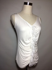GIANNI VERSACE VINTAGE '01 LACE FRILLED DRAPED TOP CAMI SLIM VISCOSE ELASTIC