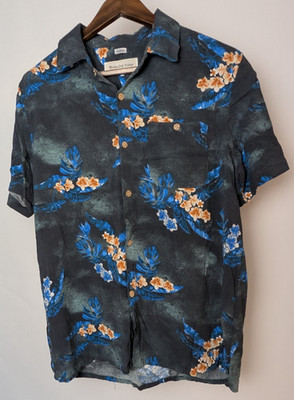 Molokai Surf Vintage Hawaiihemd schwarz blau Blumenmuster XL