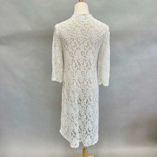 Moto Boho elfenbein Spitze Midi vorne offen Kimono Cardigan Glockenärmel Gr. Medium - Bild 3 von 13