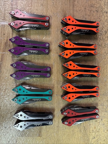 Lot of 10 Cabela’s Mini Multi-Tool Spring Open Pliers Scissors Saw Pocket Knife
