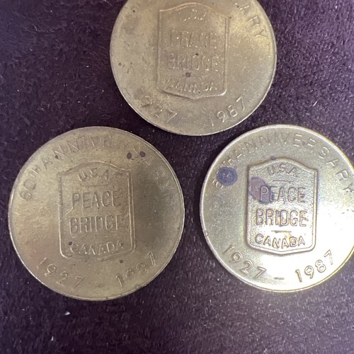 USA Canada Peace Bridge 60TH Anniversary Crossed Free Transit Token Coins (3) - Picture 3 of 10