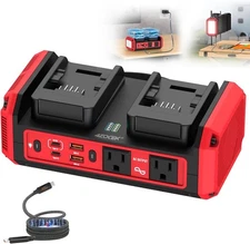 350W Pure Sine Wave Power Inverter Compatible with Milwaukee 18V Battery