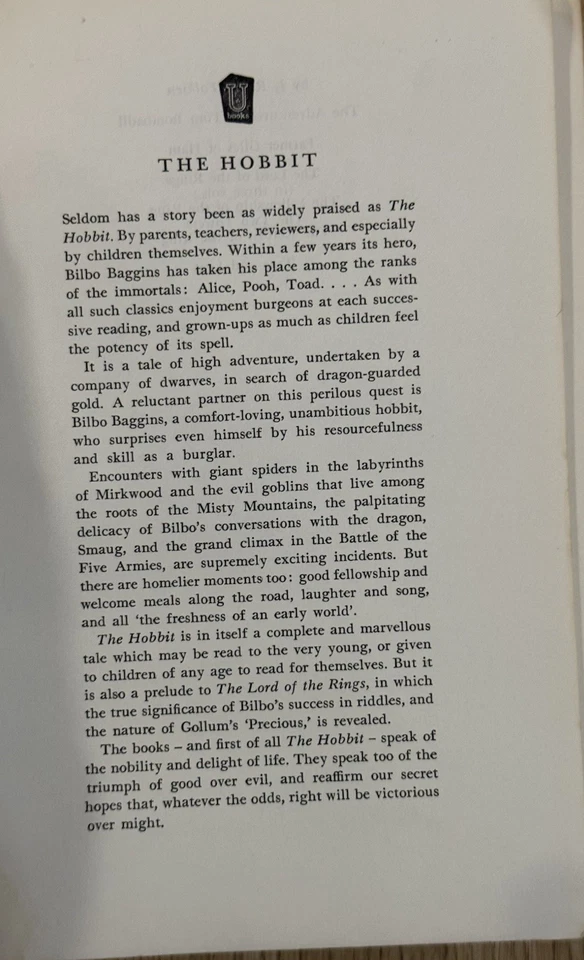 The Hobbit J. R. R. Tolkien Unwin Books 1966 Edition Eleventh  Printing Vintage - Image 4 of 4
