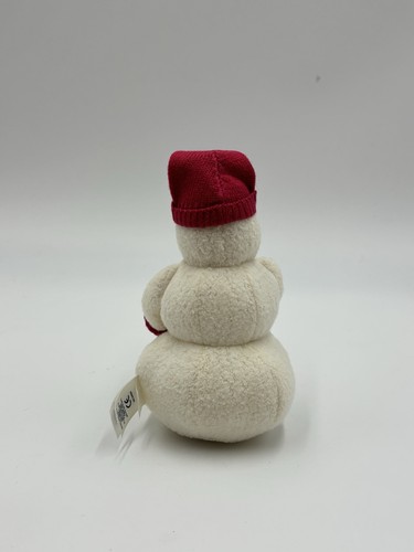 2003 Baby Gap Snowman Plush Stuffed Toy Red Snowflake Beanie Hat Red Mittens - Picture 2 of 5