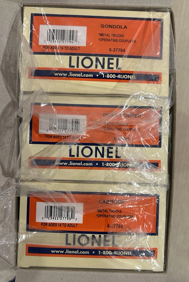 Paquete de 3 góndolas Lionel 6-27792 archivo pastel tolva cuádruple caboose Foto 2 de 4