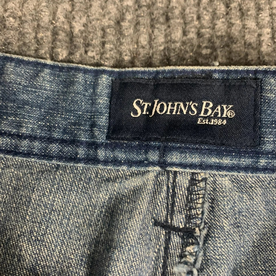 VTG St Johns Bay Shorts Mens 34 Blue Denim Cargo Pockets Y2K Outdoors Cotton - Image 2 of 4