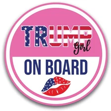 Magnet Me Up Trump Girl on Board Car Magnet Decal, 5 Inch Round, Pink, Lip