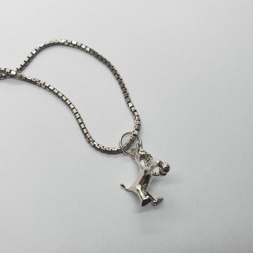 Vintage Sterling Silver Detailed Cat Kitten Playing With Ball Pendant Charm 20mm - Picture 10 of 11
