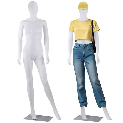 70'' Full Body Female Mannequin Head Turns Detachable Mannequin Realistic White