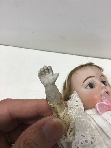Muñeca Bisque Antigua Hombro/Cuerpo de Cuero 14" Marcado 1900 11/0 Ojos Marrones - Imagen 5 de 15