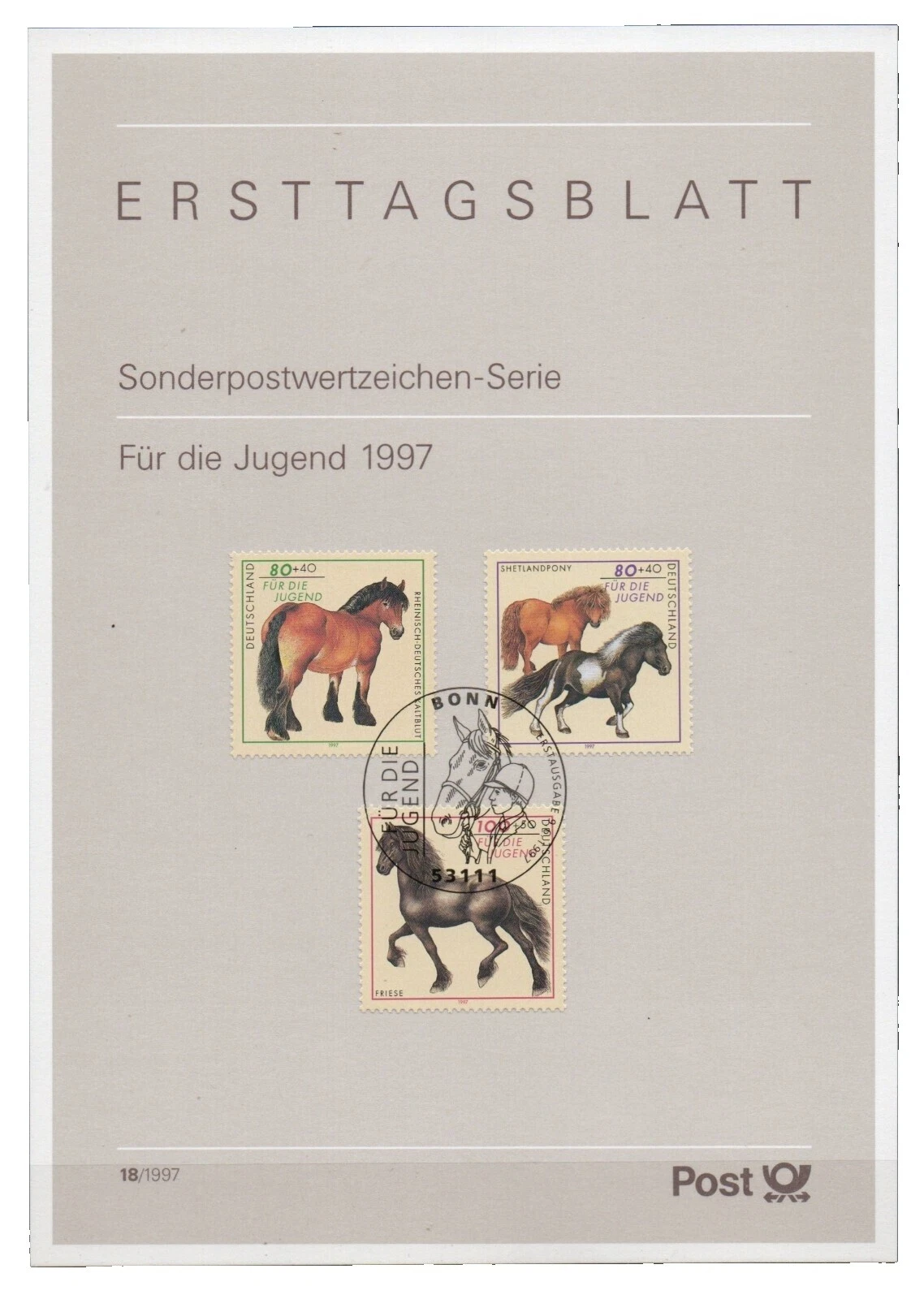 Horses German & Colonies First Day Cover Stamps