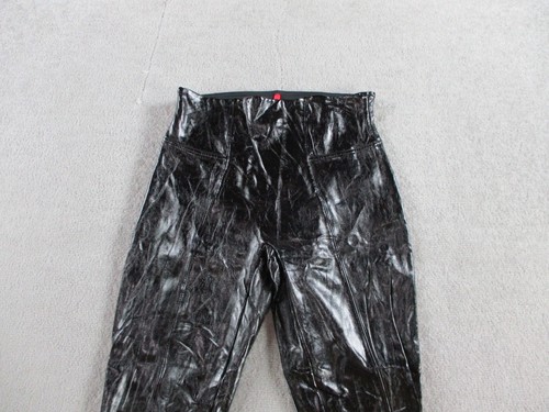 Spanx Leggings Womens Medium Petite Black Faux Patent Leather Ankle High Waisted - Picture 2 of 12