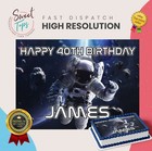 SPACE ASTRONAUTS RECTANGLE EDIBLE CAKE TOPPER DECORATION PERSONALISED