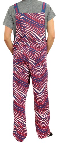 Zubaz NFL Men's New England Patriots Zebra Printed Team Bib Overalls - Picture 2 of 9