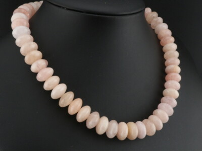 GJ69 * SOGNI D`ORO EDELSTEIN COLLIER KETTE MILKY MORGANIT 14,5mm RONDELL 375er G