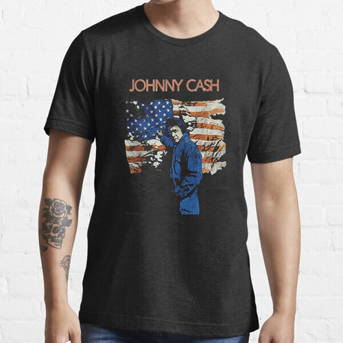 T-shirt unisex Johnny Cash Ragged Old Flag musica rock vintage americana S-5XL - Foto 1 di 3