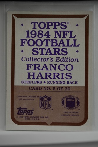 1984 Topps #5 Franco Harris Collectors Edition Pittsburg Steelers NMT-MT - Bild 2 von 2