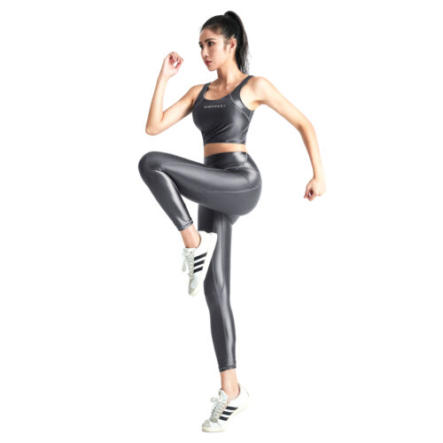 Pantaloni attivi Amoresy Donna Olio Lucido Yoga Corsa Fitness Leggings Push Up - Foto 26 di 42