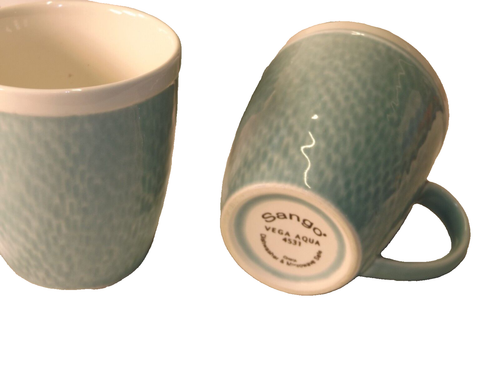 Vintage Sango Vega Aqua Coffee Cups/Mugs #4531 Rare Set of 4 - Picture 2 of 3