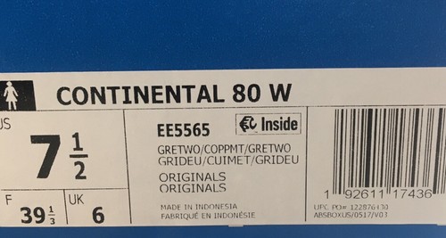 Adidas Originales Para Mujer Gris Metálico Continental 80 Zapatos Informales Talla 7.5 EE5565 - Imagen 9 de 9