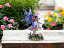 Ebros Amy Brown Art Gothic Violet Tribal Ebony Fairy Collectible Statue 6.9"Tall