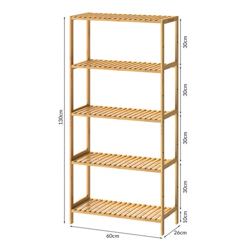 Standregal Badregal Bambus Küchenregal Haushaltsregal 5 Böden Bad Keller Holz - Bild 12 von 12