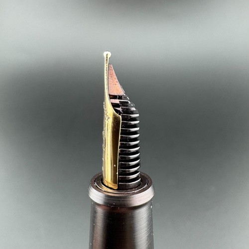 Ohashido Black Ebonite Fountain Pen 14K Gold Broad Nib - Imagen 4 de 14