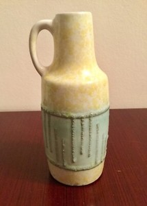Gdr Ceramic Veb Haldensleben Vase Shape 4078 Yellow Blue East