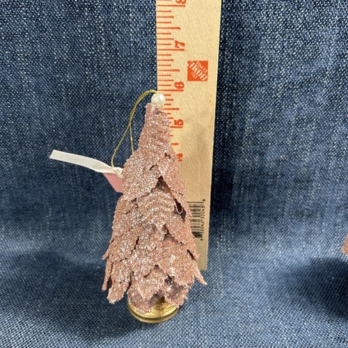 Christmas Glittered Cottage Victorian Pink Rose Gold Tree Ornament 6" - Picture 6 of 6