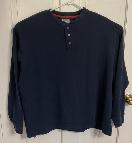 Duluth Trading Co Mens Shirt 3XL XXXL Blue Henley Long Sleeve Tee - Picture 1 of 8