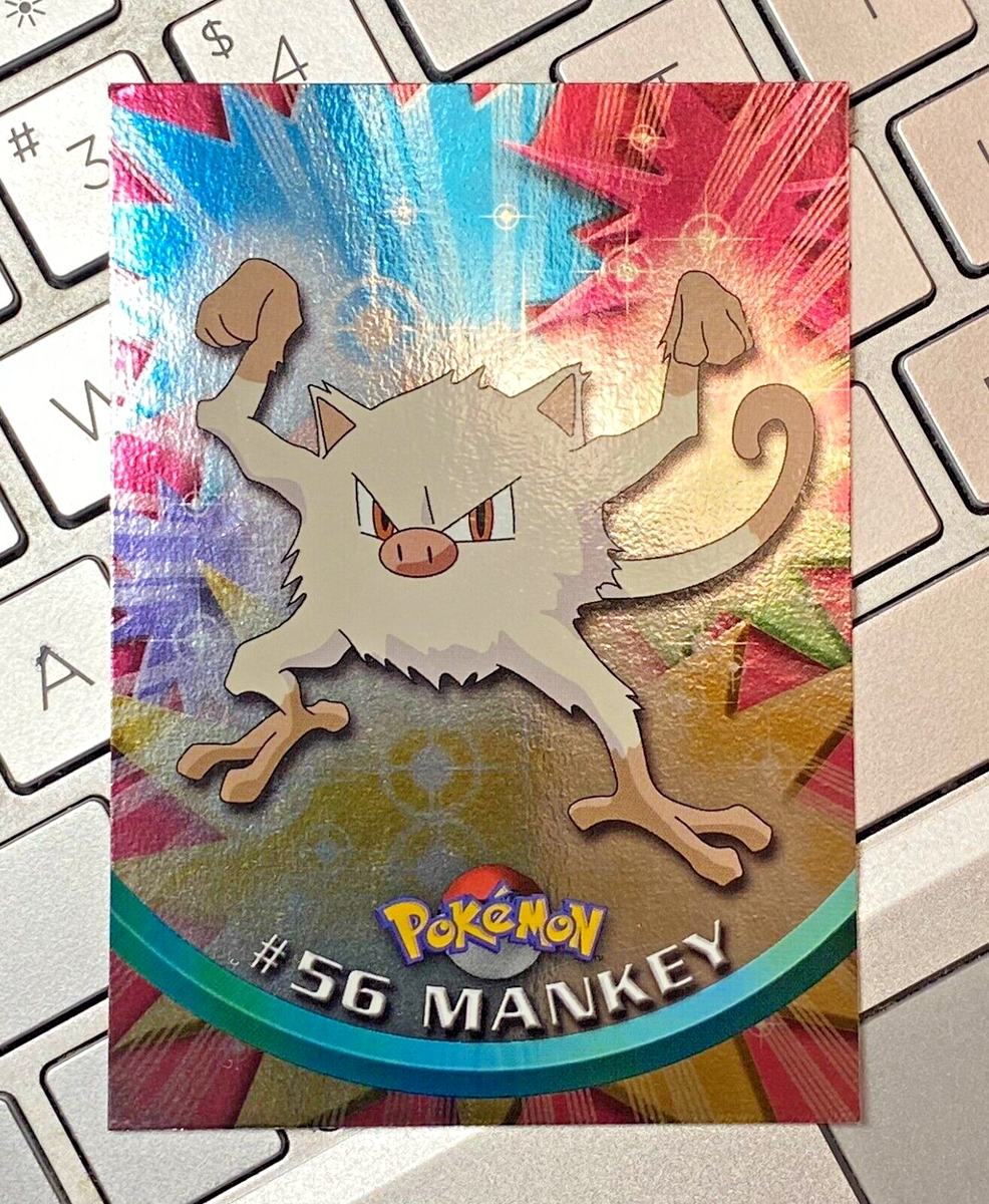 Topps Pokemon Mankey #56 Holo / near mint condition card / blue
