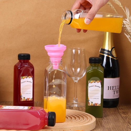 12pcs 16oz Plastic Juice Bottles with Caps Reusable Juicing Bottles Clear Emp... - Picture 4 of 7