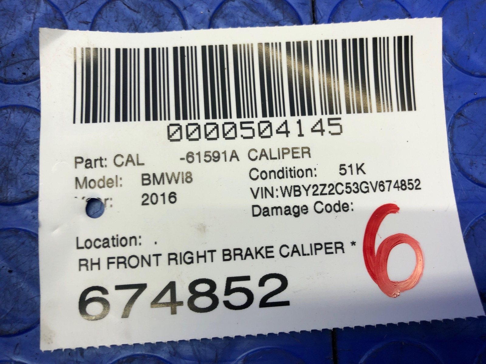 2014-2019 BMW I8 OEM FRONT RIGHT BRAKE CALIPER *POWDER COATED*