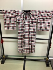 Japanese Vintage Kimono silk Michiyuki Izakaya long White rainbow Height 50.39in
