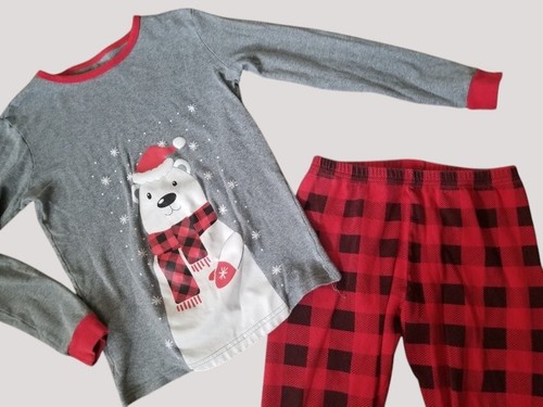 * JUMPING BEANS Gray Polar Bear Long Sleeved Cotton Pajamas Size 10 - Picture 2 of 3
